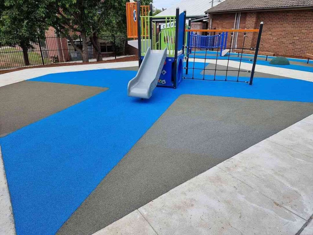 Grey and blue EPDM flooring